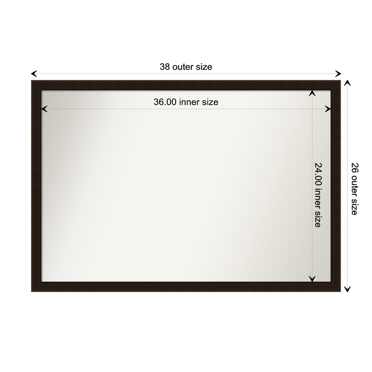 Amanti Art Non-Beveled Wood Wall Mirror, Espresso Brown Frame